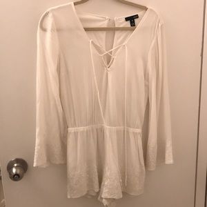 AQUA Embroidered Boho Romper